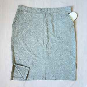 J.Jill Pure Jill Grey Sport skirt elastic waist Pockets slit hem women S 32-40"